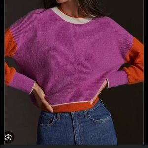 Maeve cashmere Colorblock Sweater - Purple and Orange